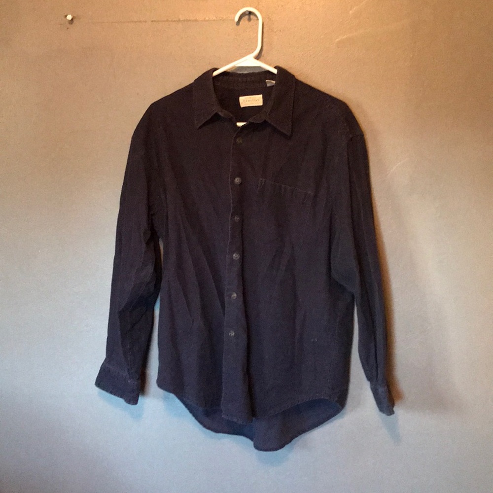 Button down long sleeved navy shirt large